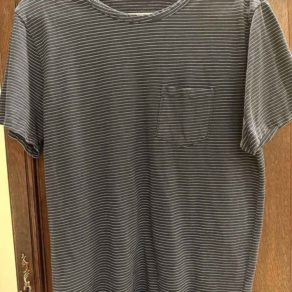 Marine Layer Navy and White striped tee.